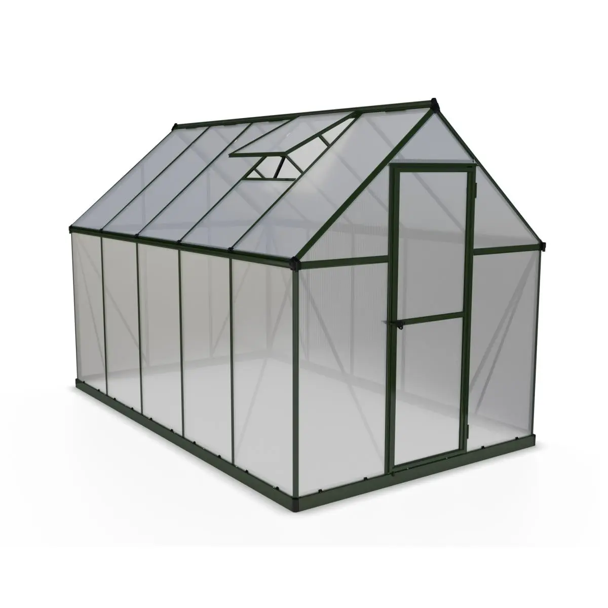 212 MAIN Palram-Canopia 6 x 10 ft. Mythos Hobby Polycarbonate Greenhouse, Green Outdoor Furniture