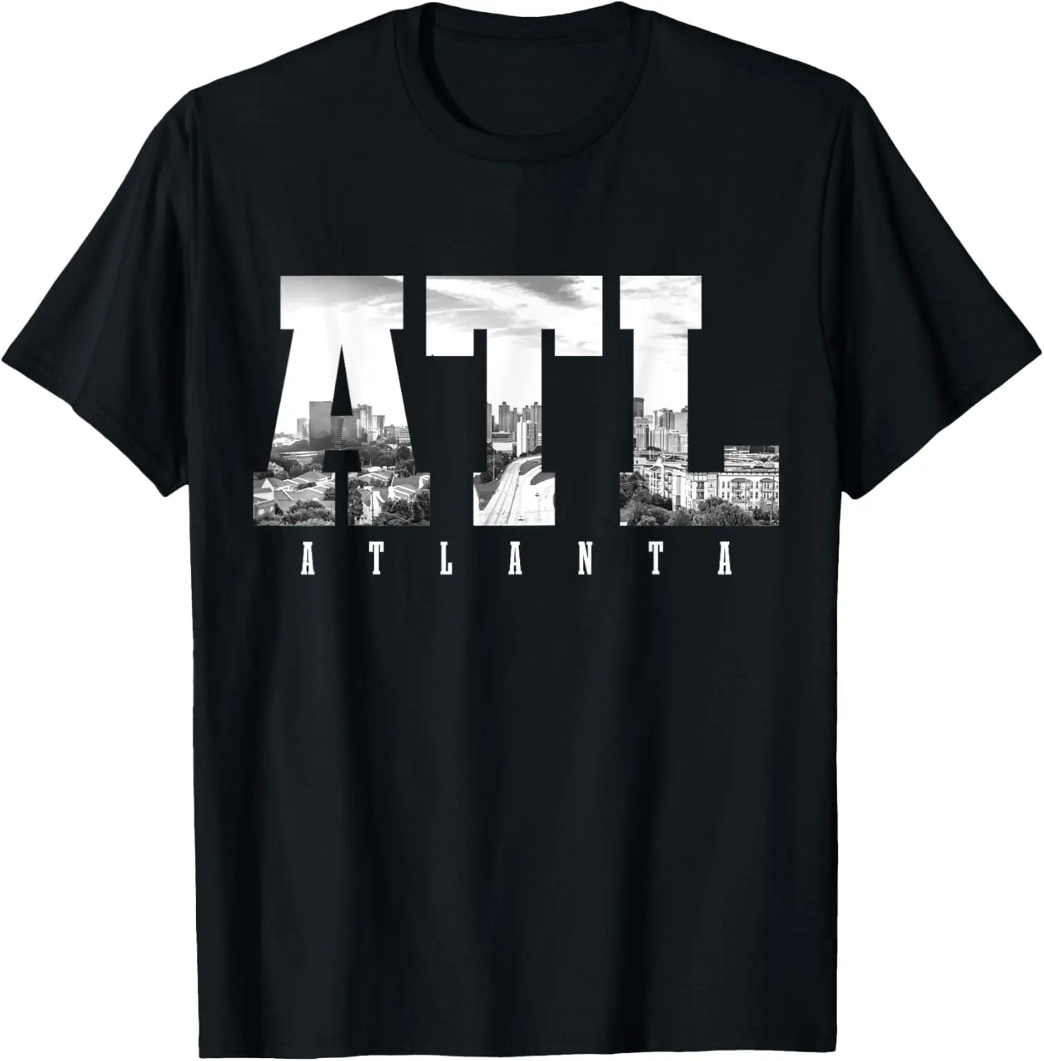 100%cotton ATL Atlanta Skyline Pride Black & White Vintage Georgia T-Shirt