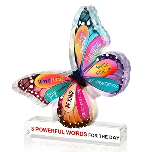 Acrylic Butterfly Design Desk Ornament, 1 Count Colorful Motivational Desktop Decoration, Office Desktop Decoration, Home Office Decoration, Novelty Desk Decor