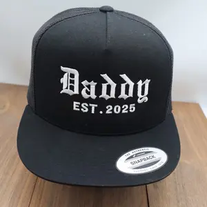 Daddy Hat Est. 2025 - Black Snapback Cap with "Daddy EST. 2025" Embroidery