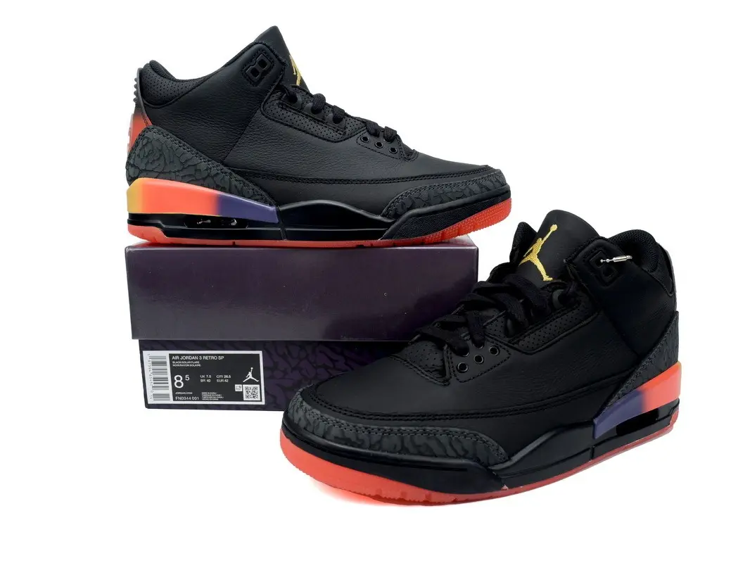 Gradient color leather mid top skate flats fit bold urban night outfits, breathable perforated black leather upper orange purple heel gradient detail red cushioned outsole grippy rubber base for student daily commute outdoor walking footwear