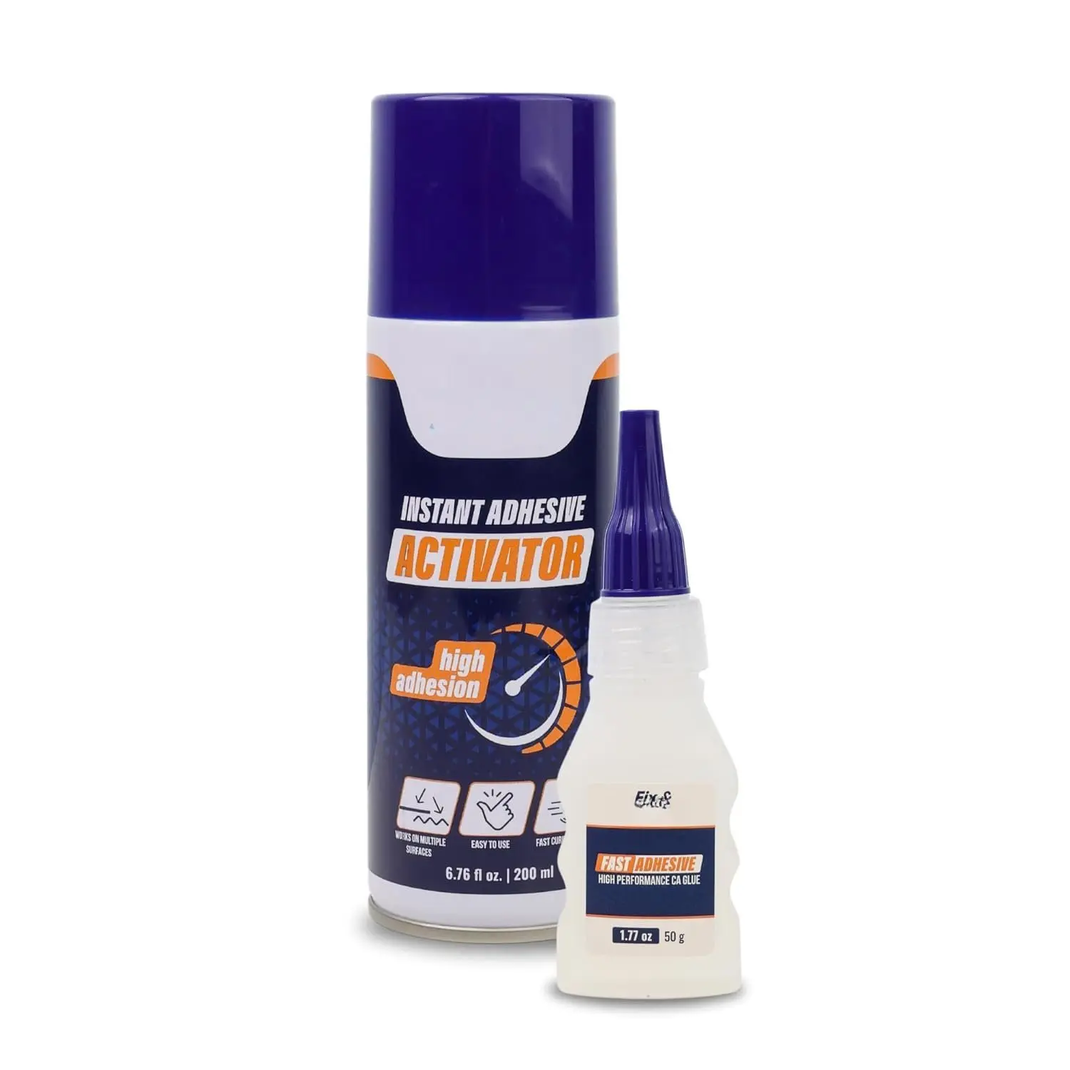 Ca Super Glue (1.77 Oz) with Activator  (6.76 Fl Oz) Set,  Adhesive/Cyanoacrylate Glue   Activator for Woodworking, Plastic, Rubber, Granite, DIY  Industrial, (1 Pack)
