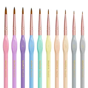 Nicpro 10Pack Micro Fine Detail Paint Brush Set, Macaron Pastel Small Miniature Fine Tip Detail Brushes Kit for Acrylic Oil Watercolor, Craft, Models, Miniatures, Rock Painting, Paint by Numbers