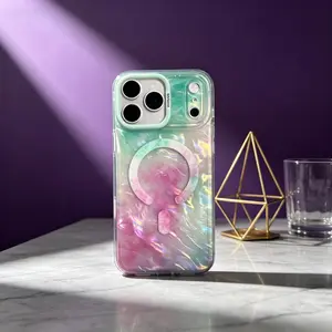 Creative Fritillary Magnetic Anti-Drop TPU Casing Cover for iPhone 13-17 Pro Max Series, Custom Blush Color, Handheld Phone Accessories, Tech Electronics Accessories