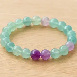 Quantum Charged Bracelet with Rainbow Fluorite Beads for Energy Healing and Positive Vibes