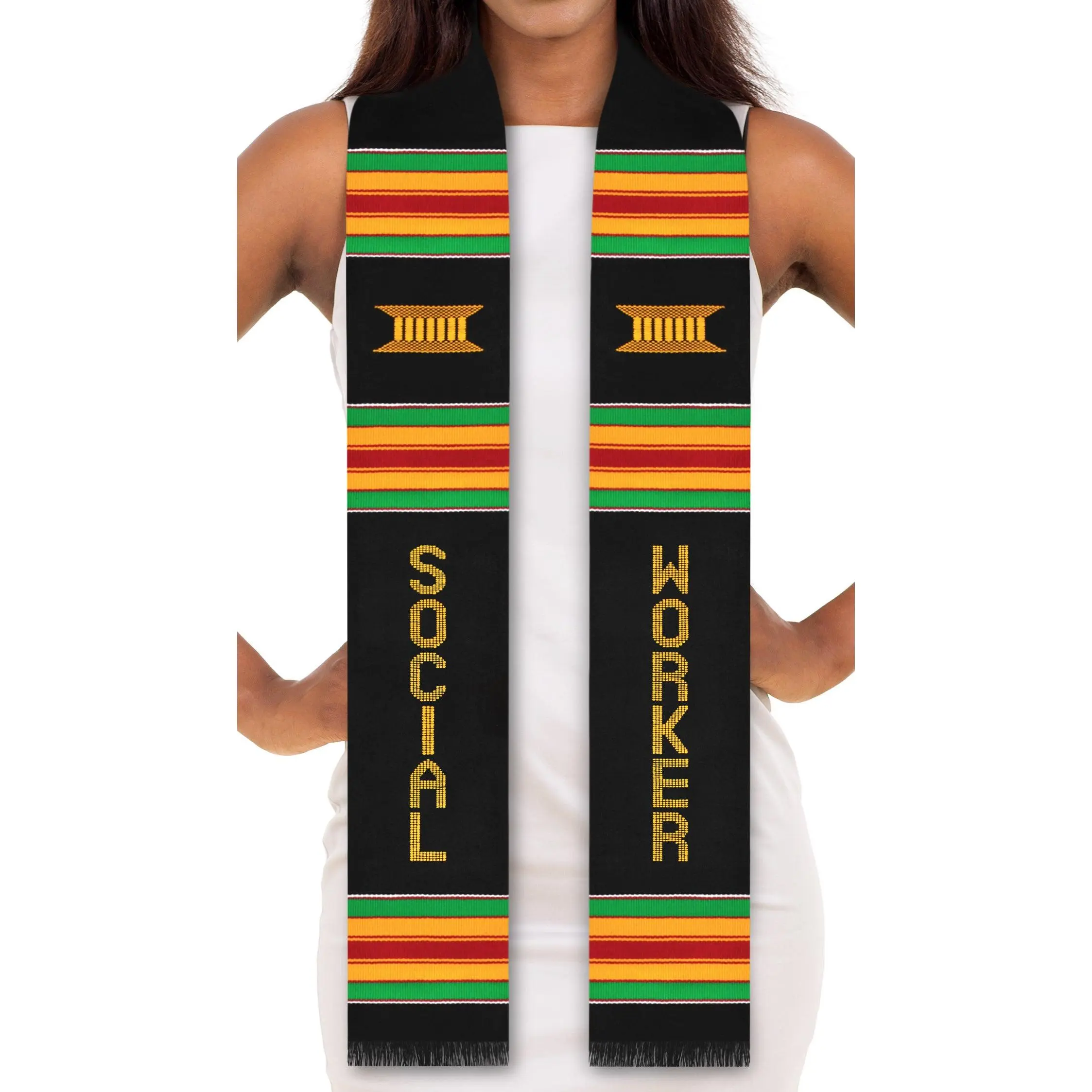 Social Worker Authentic Handwoven Kente Cloth Graduation Stole