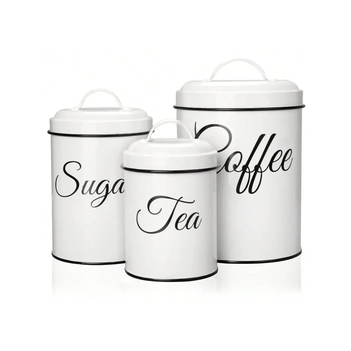 Kitchen Canisters Food Storage Jar, 3 Piece Set, Country Rustic Farmhouse Canisters Sets For The Kitchen Counter, White