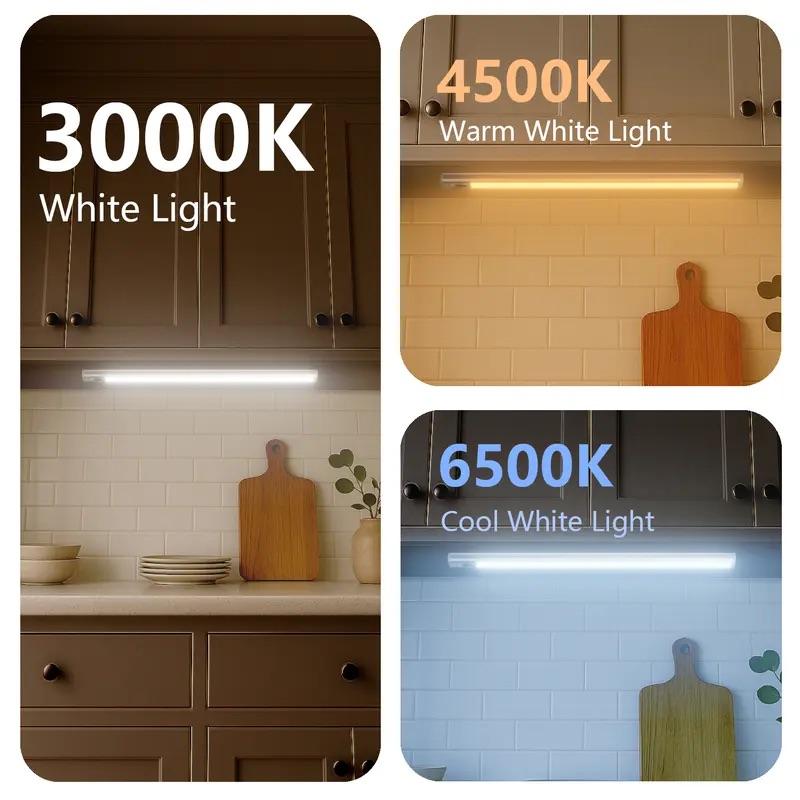 4 Pack Rechargeable Under Cabinet Lights, 80 LED Motion Sensor Closet Lights, Magnetic Stick-On Dimmable Night Lights with 3 Color Temps for Kitchen, Pantry, Stairs, Wardrobe, Garage