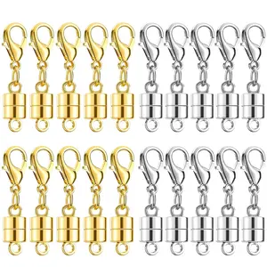 20PCS Magnetic Necklace Clasp with Lobster Clasp,Gold and Silver Color Magnetic Jewelry Clasps for Necklace Extender Bracelet Closures, Beads and Accessories