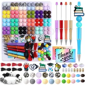 177 Silicone Beads Kit, 15mm Round Rubber Beads for Keychains, Bracelets, Jewelry Making, DIY Craft Supplies, Bulk Pack