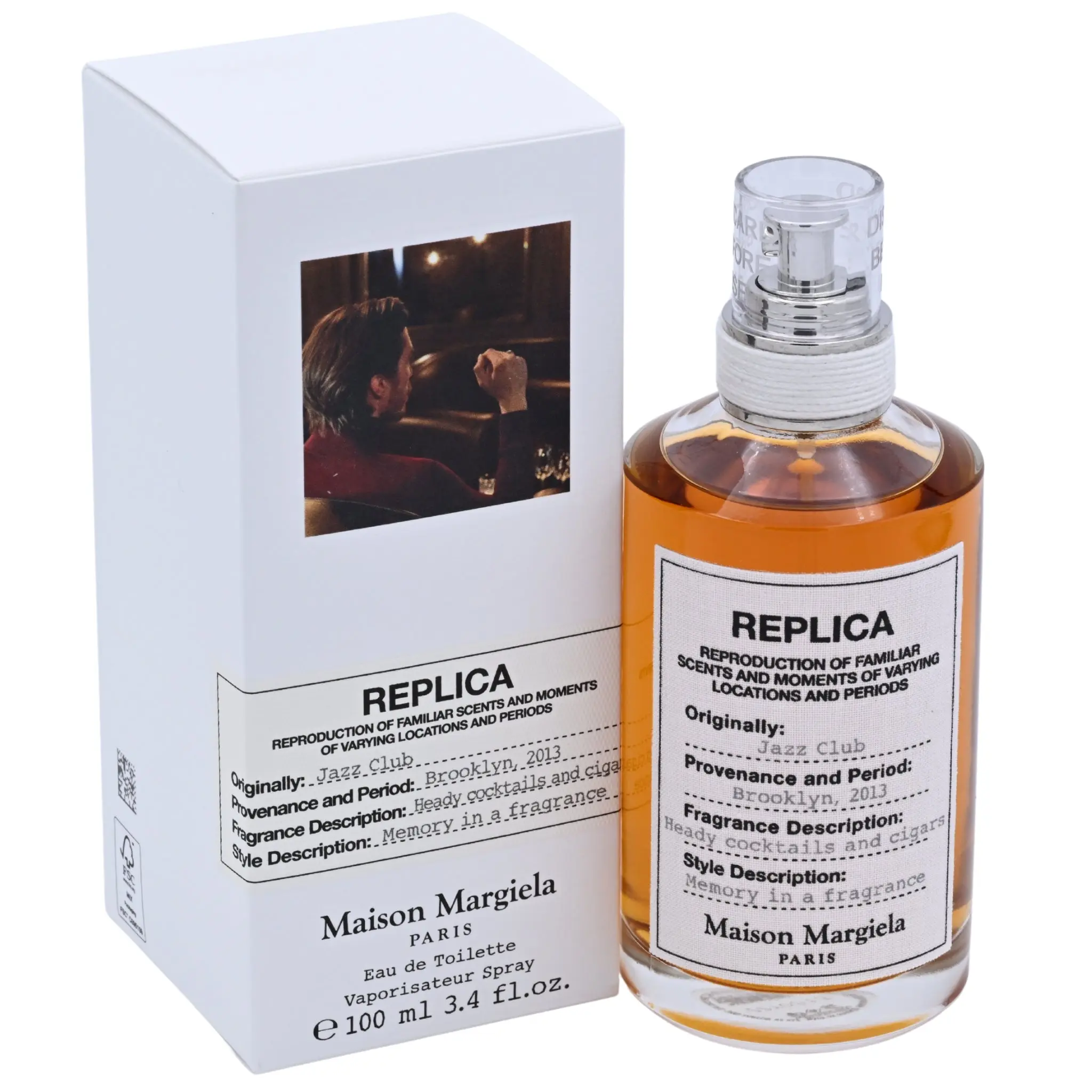 Maison Margiela Replica Jazz Club Men's Eau de Toilette (EDT) - 3.4 fl oz Male Cologne, Woody Citrus Amber Fragrance with Lemon Leather & Vanilla Base, Luxury New In Box