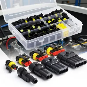 Universal Waterproof Wire Connector Kit, 1/2/3/4 Pin Electrical Terminals for Car Truck DIY, 12A 300V Automotive Harness Repair, Weatherproof Socket Set with Case, Terminal Plug Kit, Durable Reliable Connectors