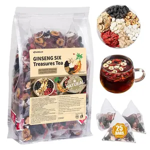 Kidney Tea Formula Ginseng Five Treasure Tea Combination Scented Tea 6 Treasures Tea Red Date Wolfberry Men's Tea Health Mulberry Herbal Formula Organic Wellness Beverage No Coffeine Natural Traditional healthy  scented tea detox