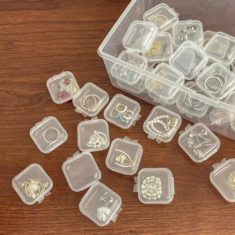 50pcs Mini Transparent Jewelry Storage Small Square Box, Dustproof Clear Box, Clear Storage Box, Jewelry Storage Unit Suitable for Storing Rings, Earrings, Necklaces, etc., Durable Plastic Organizers, Jewelry Box, Accessories Box