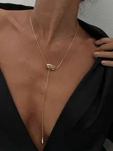 Vintage Metal Simple Water Drop Pendant for Women 2025 Trendy Charm Necklaces Long Thin Chain Dangling Charms Necklace Aesthetic Y2K Jewelry Gift Dainty Necklaces