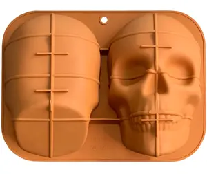 Large Skull Cake Pan Haunted Skull Baking Cake Mold for Halloween and Birthday Party (Brown)