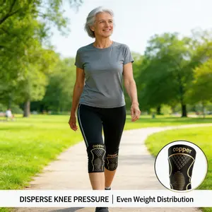2 Pack Copper Knee Braces,  Support Sleeves for Men and Women-Compression Knee Brace for Arthritis, Knee Pain and Injury Recovery