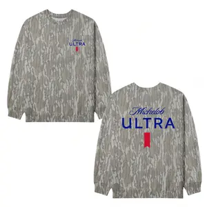Mossy Oak Michelob Ultra Bottomland Camo Sweatshirt, Long Sleeve Outdoor Hunting Pullover Hooded, Duck Deer Waterfowl Hunting Lightweight Outdoor, Gift for Men & Women, Father's Day, Mother's Day,