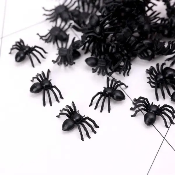 2 Pack Realistic Tiny Black Fake Spiders Total 12pcs Halloween Trick Or Treat Prank Toys Horror Spider Decor For Indoor Outdoor Party Layout