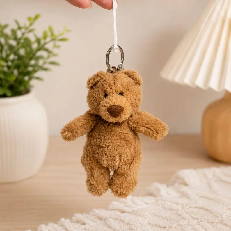 Bartholomew Bear Plush Bag Charm - Plush Teddy Keychain, Authentic Hanging Decor Accessory