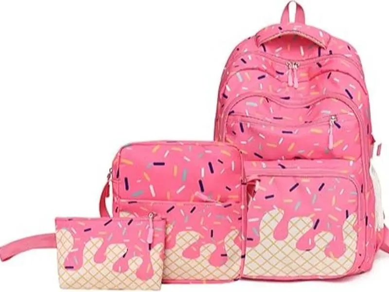 3 Pcs Baseball Ice Cream Drip Backpack Set with Backpack Lunch Bag Pen Bag | Women Men 3 Pcs Baseball Ice Cream Drip Backpack Set Ice Cream Drip Backpack Lunch Bag Pen Bag for Sport Camping