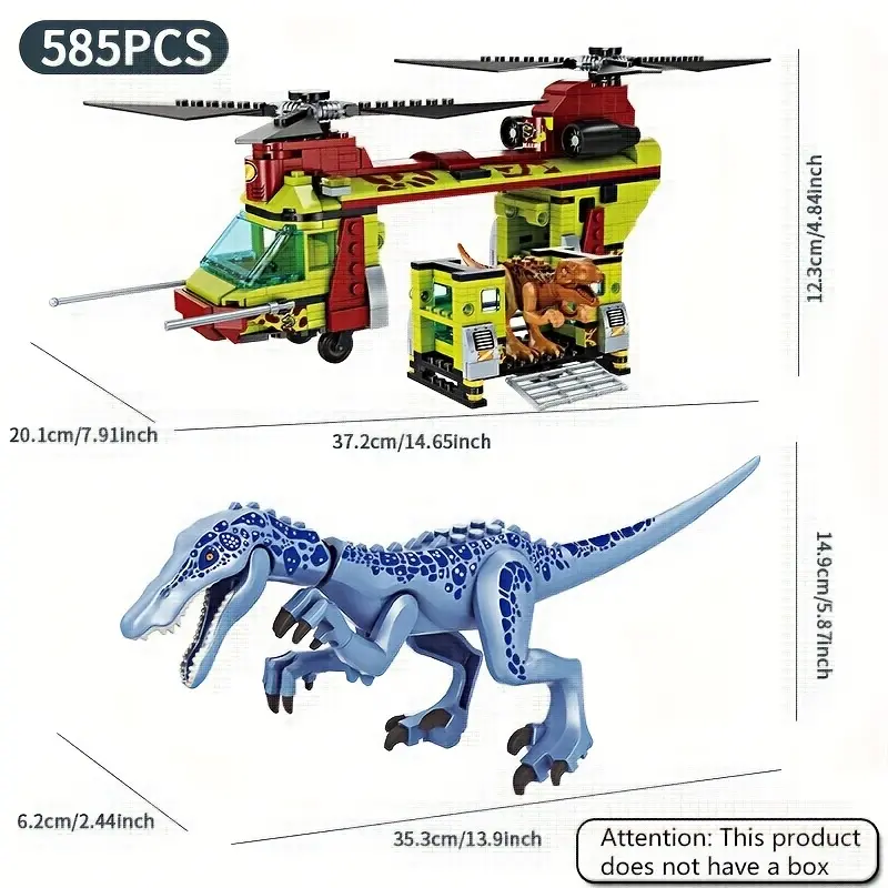 585PCS STEM Building Block Set - Collectible DIY Building Model Playset with Dinosaur Figures, Aircraft, Helicopter, Plastic Toys for Boys, Children's Christmas/Birthday Gift