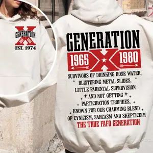 Customize Generation X Years of Birth Shirt 2, New Version The True Fafo Gen X Two Side Shirt Raised on Hose Water GenX T Shirt Cotton Menswear