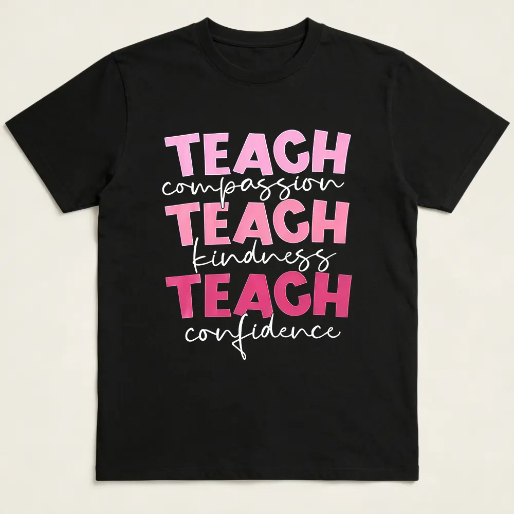 Women's Cotton Ribbed Seamless Shortsleeve T-Shirt - Smooth, Casual, Baggy Cute Inspirational Top for Special Education Teachers