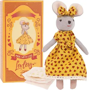LEVLOVS Mouse in a Box - Jasmine Mouse in a Gift Box with Bedding Easter Gift - Timeless Cotton Toy for Imaginative Play & Decor - Soft High-Quality Cotton Construction - Age-Appropriate for Toddlers 3+