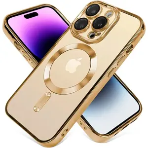 Luxury Magnetic Wireless Charging Case For Magsafe For iPhone 16 15 14 13 11 12 Pro Max Plus E Clear Plating Silicone Soft Cover