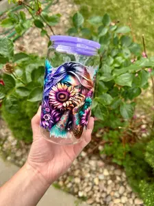 Flawed & Fabulous Tatted Girl Tumbler | Floral Glass Cup | 16oz Tattoo Babe Aesthetic