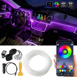 MAODANER Car LED Interior Strip Light, 16 Million Colors 5 in 1 with 236 inches Fiber Optic, Multicolor RGB Sound Active Automobile Atmosphere Ambient Lighting Kit - Wireless Bluetooth APP Control