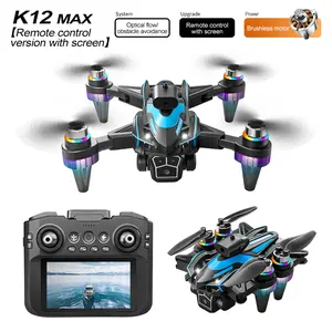 K12 Max Drone with 4.3" HD Screen Remote, 1080P Dual Camera, Brushless Motor, 360° Obstacle Avoidance, 2 Batteries, Perfect Gift for Teens & Beginners