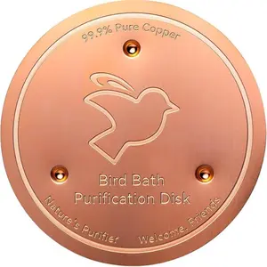Mellbree Bird Bath Copper Disk, 0.6mm Reinforced 99.99% Pure Copper, Triple-Point Support, Safe Clean Water, Universal Fit, Outdoor Birdbath, Bird Supplies