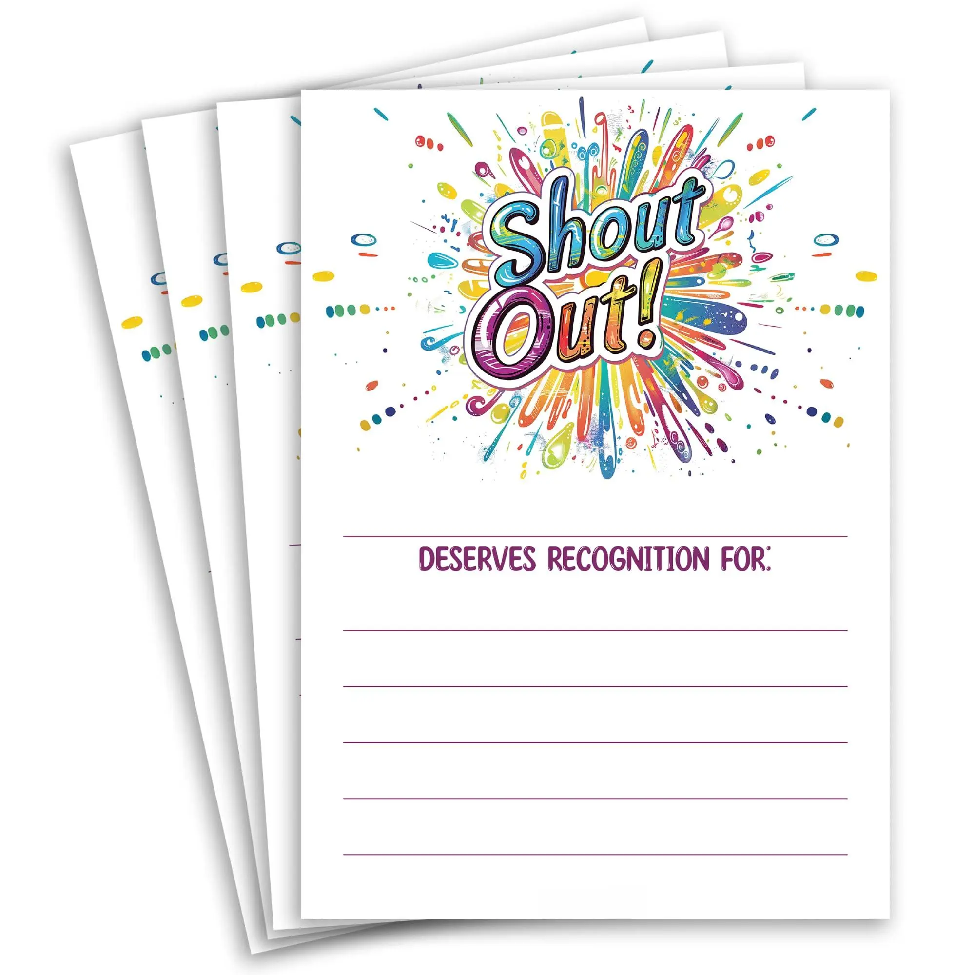 50 Shout Out Cards - Recognition For Employees Encouragement Public Service Week  Employee Appreciation Day Or Teacher Postcards (splash)