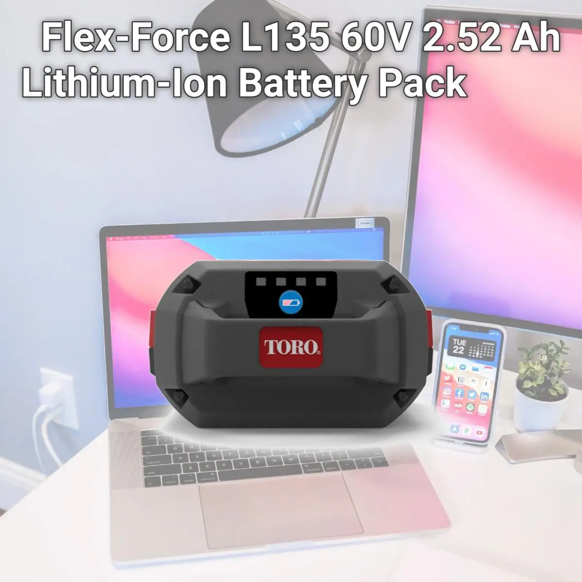 212 MAIN Flex-Force L135 60V Lithium-Ion Cordless Battery Pack, 2.52 Ah Rechargeable Battery for All Flex-Force Outdoor & Cycling Equipment Tools, Lithium Rechargeable Battery