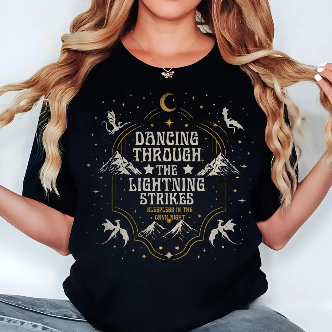 Onyx Storm Shirt, Dancing Through The Lightning Strikes, Fourth Wing Dragon TShirt, Dragon Lover Gift, Fourth Wing Inspired Tee, Fly Or Die