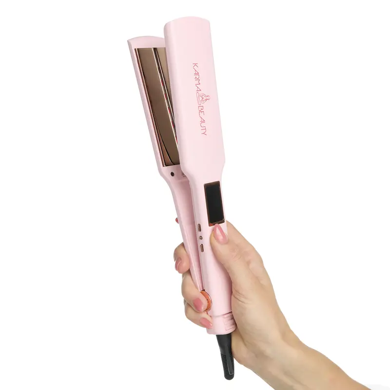 Karma Beauty Sea La Vie 2" Infrared Ceramic Hair Straightener with Gold Titanium Plates Ionic Technology Reduces Frizz Enhances Shine Adjustable LCD Heat up to 450°F for All Hair Types Lightweight