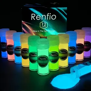 12 Colors Glow in The Dark Powder Set, 9.86oz 276g Resin Luminous Pigment Powders Glowing Mica Powder Glow Paint Dyes for Epoxy Resin Supplies, Acrylic Paint, Nail Art, DIY Crafts, Slime