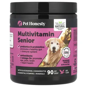 Pet Honesty Multivitamin Senior, For Adult Dogs, Duck, 90 Soft Chews, 9.5 oz (270 g)