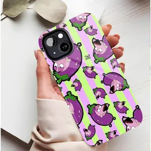Courage Cute Cartoon Eggplant Phone Case Vibrant Design for Teens & Young Adults Durable Shockproof Case Compatible with iPhone 11/12/13/14/15/16 (Pro Max/Plus)