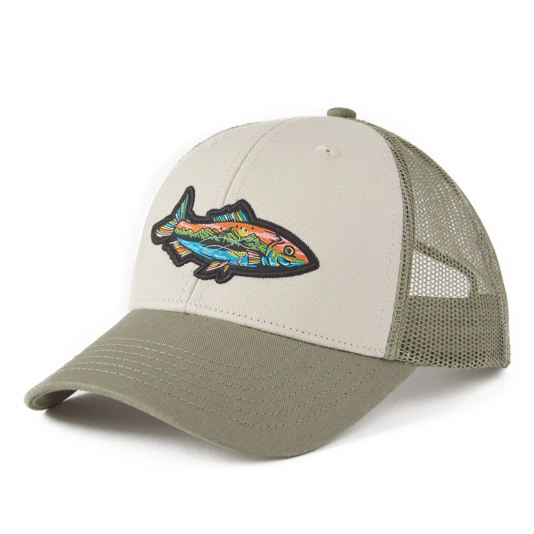 Adult Unisex Fish Mountain Scene Trucker