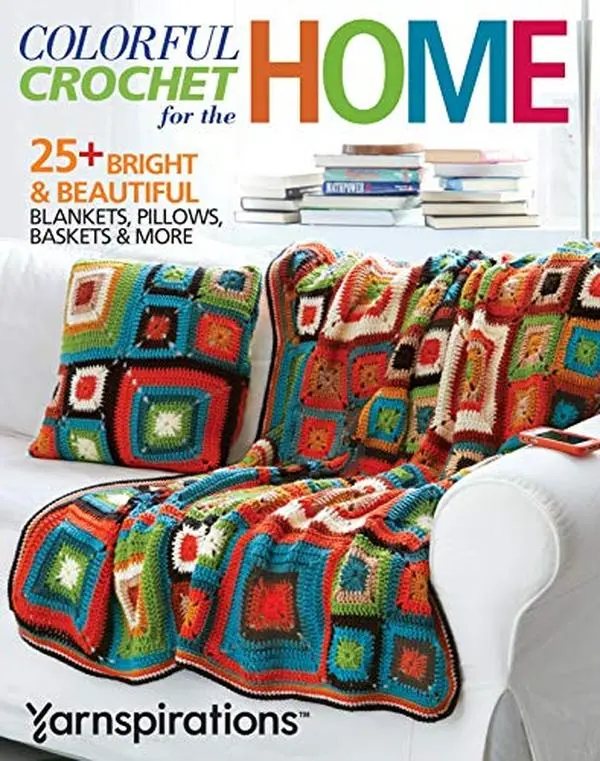 USED Book - Colorful Crochet for the Home-25 Bright and Beautiful Projects, Blankets, Pillows, Baskets and More by Spinrite (Paperback) - english