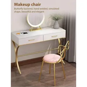 1pc Light Pink Butterfly Backrest Chair ,Side Table Seat,Makeup Chair,Butterfly Backrest Chair With Soft Flannelette Sponge Cushion Suitable