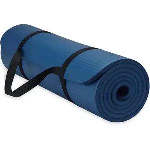 2/5" Thick (10mm) Yoga & Pilates, Fitness & Exercise Mat with Easy-Cinch Carrier Strap Cusion Support For Fitness and Gym Workouts