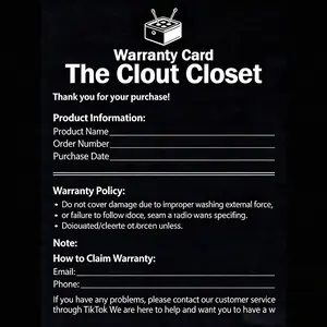 The Clout Closet Trendy T-Shirt After-Sale Warranty Certificate