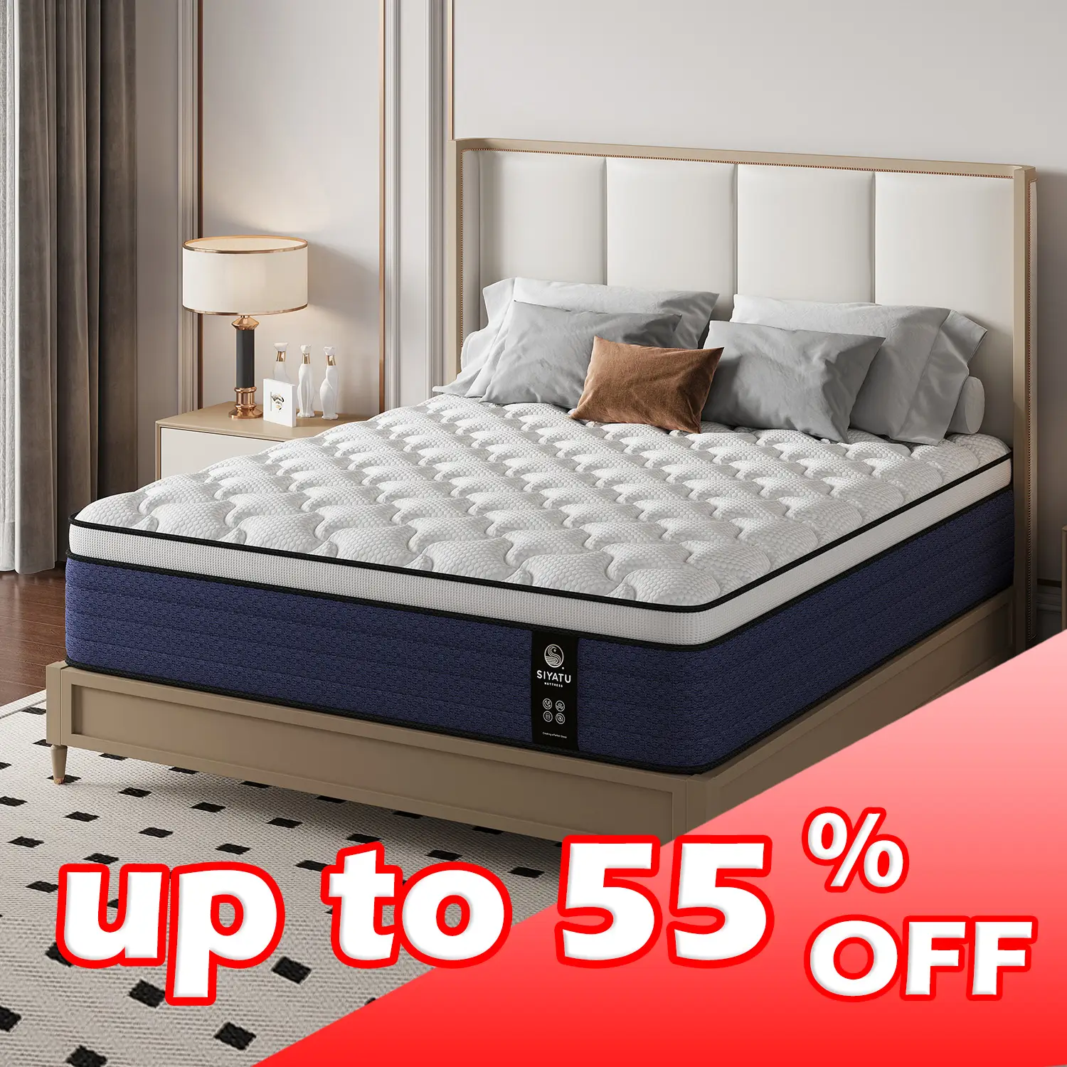 queen size mattress in a Box with Individual Springs&Memory Foam, Strong Edge Support, Motion Isolation,Twin to King Sizes,Perfect for Modern Bedrooms