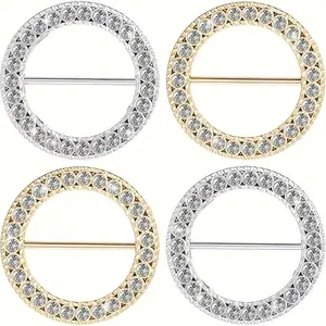 4 scarf rings, rhinestone scarf clips, shirt and tie clips, portable belt buckles for women, clothing accessories, suitable for shawls, sweaters, dresses, pants, available in gold and silver