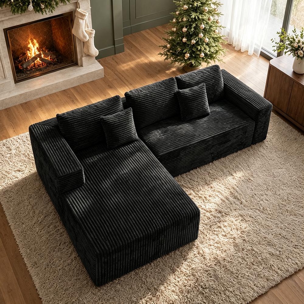 DIGWAC Modern Modular L-Shaped Recliner Sectional Upholstered Sofa - Sturdy Upgraded Independent Pocket Spring Base, Soft Corduroy Fabric, Layered Memory Sponge Padding, Deep Seat Living Room Couch, No Assembly Needed, Ships in 2 Packages
