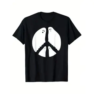Retro Peace And Love Sign Funny T-Shirt, Loose Style New Unisex Short-sleeved T-shirt, Casual and Comfortable, 100% Cotton, S-XXXL